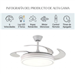 Ventilador de Techo Retráctil PHP JS8378 de 42" Blanco con Marco de Madera y 6 Velocidades